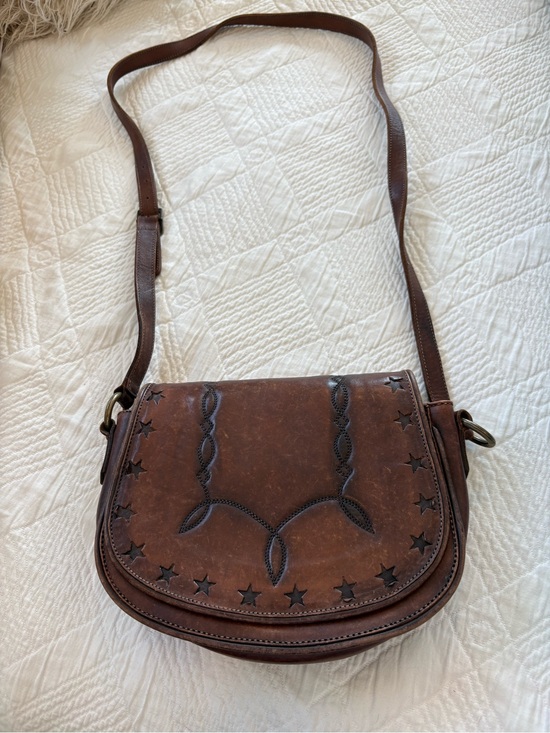 Frye Handbags - Frye dark Brown Leather Crossbody Bag with Star Accent engraving all leather
